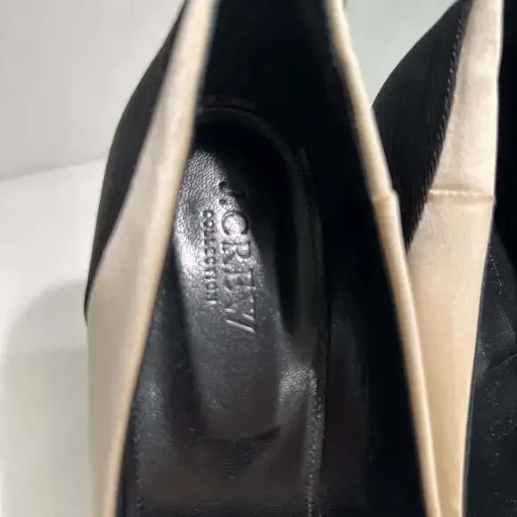 J.Crew Black Cream Two-Tone Stiletto Heel Bow Pointed Toe Pumps 8.5 - Picture 5 of 12